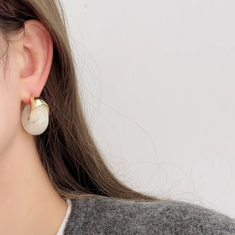 Vintage Style Geometric Resin Copper Alloy Ear Studs