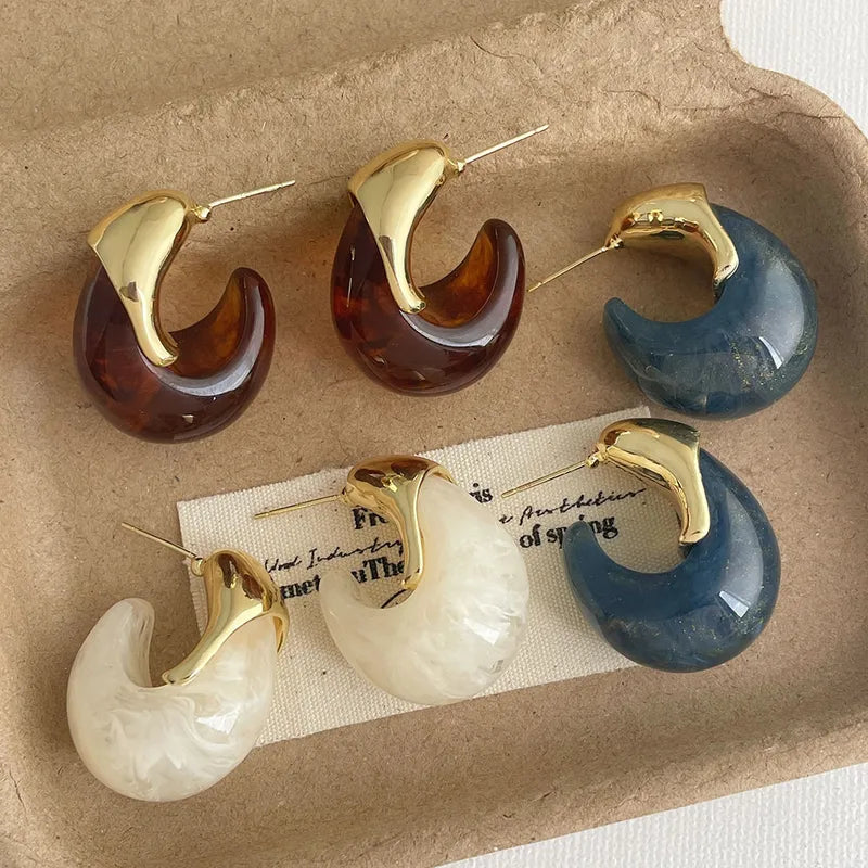 Vintage Style Geometric Resin Copper Alloy Ear Studs