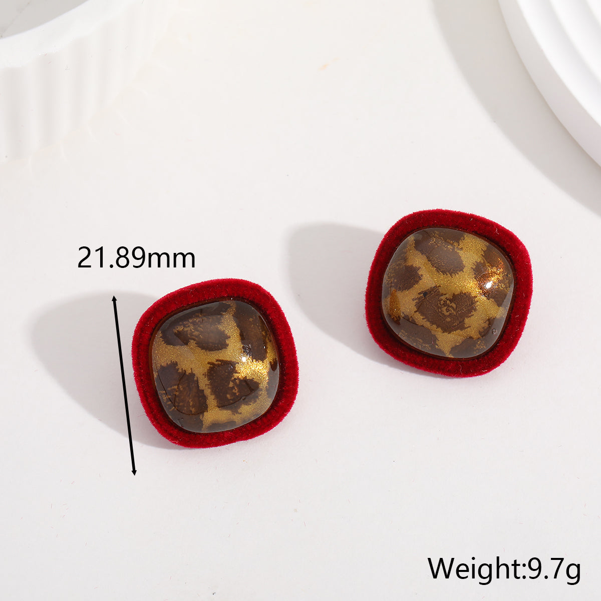 Leopard Inlay Alloy Resin Earring