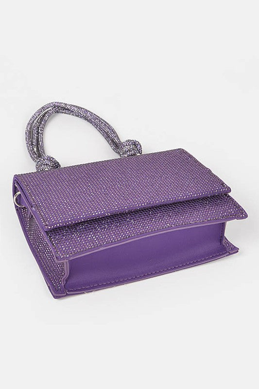 Hot Fix Rhinestone Flap Bag W/rhinestone Handle