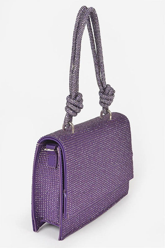 Hot Fix Rhinestone Flap Bag W/rhinestone Handle