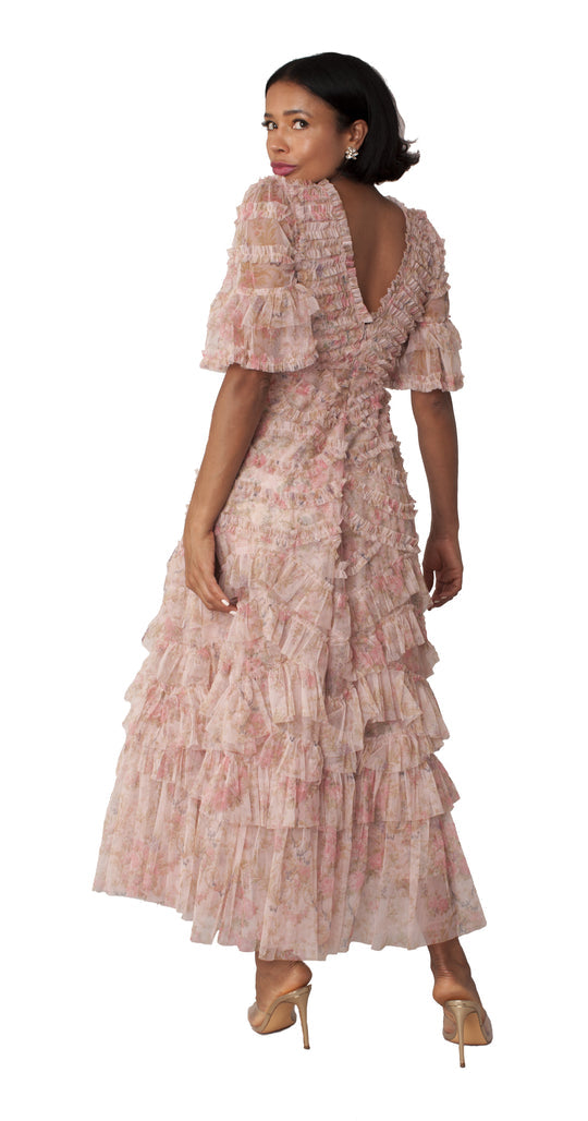 Success Tiered Ruffle Floral Print Midi Dress For Her NYC