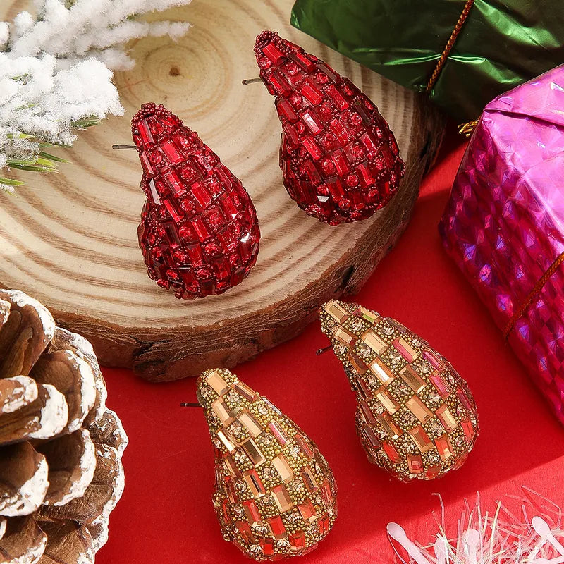 Rhinestone Water Drop Comma Stud Earrings Earrings