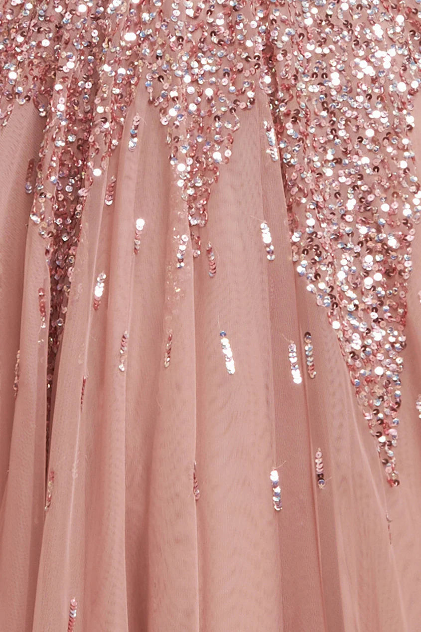 Embellished Sequin A-Line Sleeveless Dress