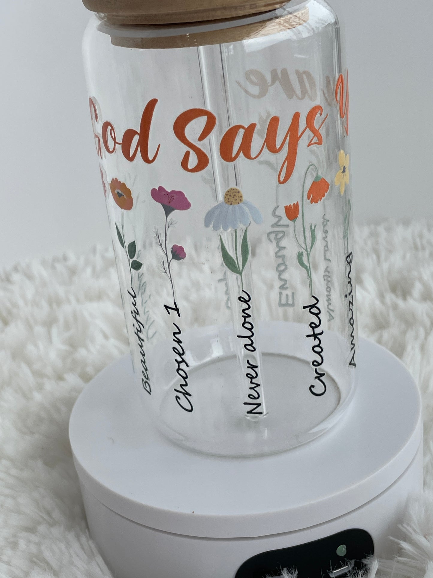 Customized 16oz Glass Cups with Bamboo Lids and Glass Straws