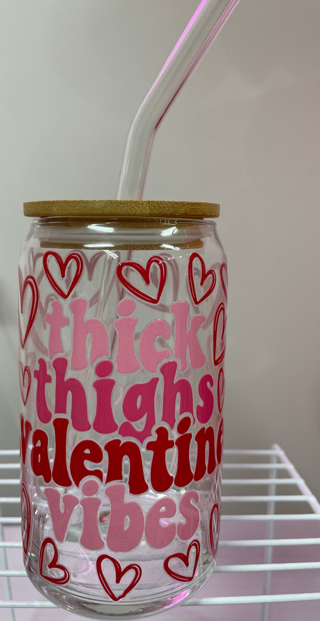 Customized 16oz Glass Cups with Bamboo Lids and Glass Straws