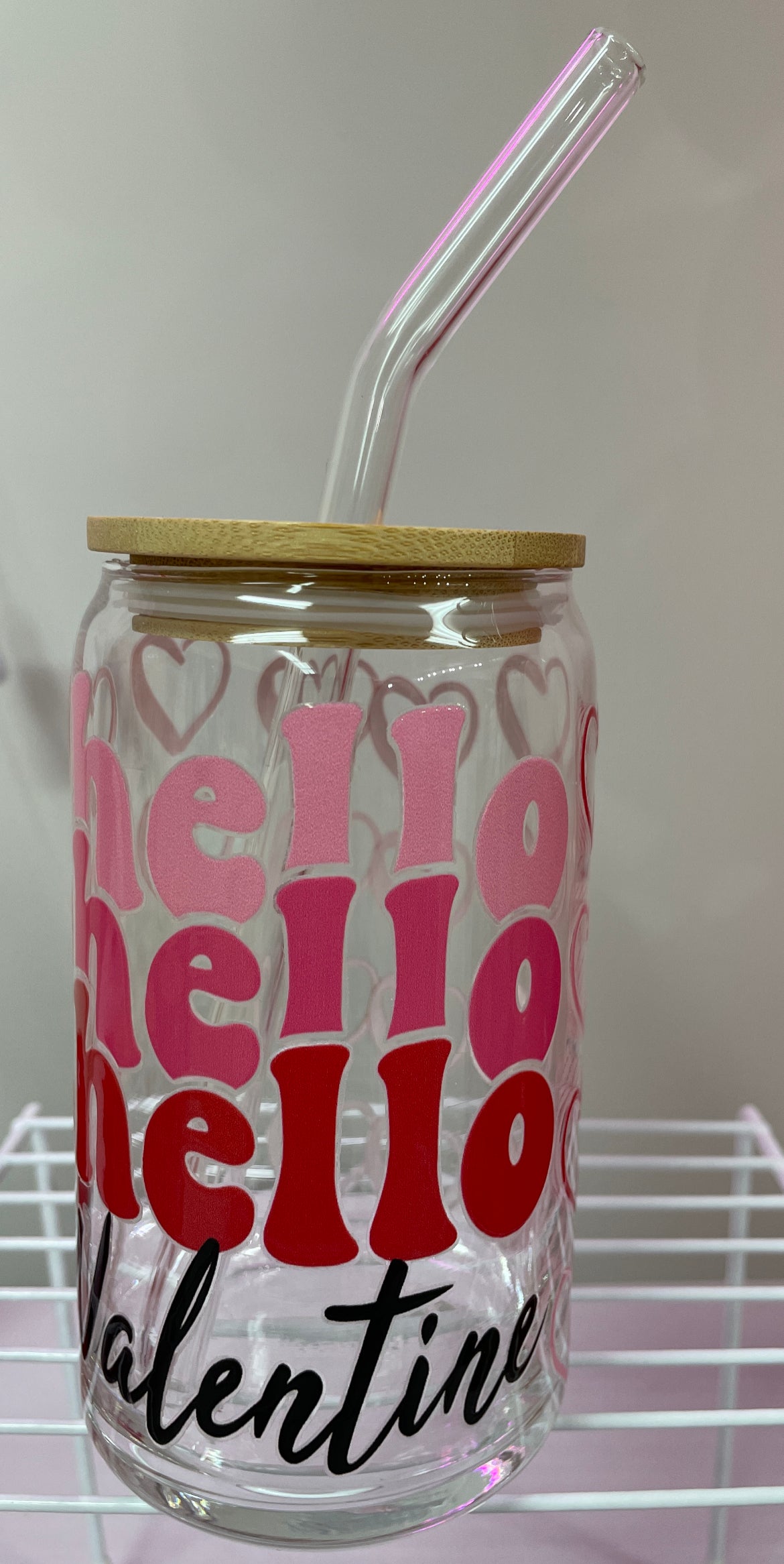 Customized 16oz Glass Cups with Bamboo Lids and Glass Straws