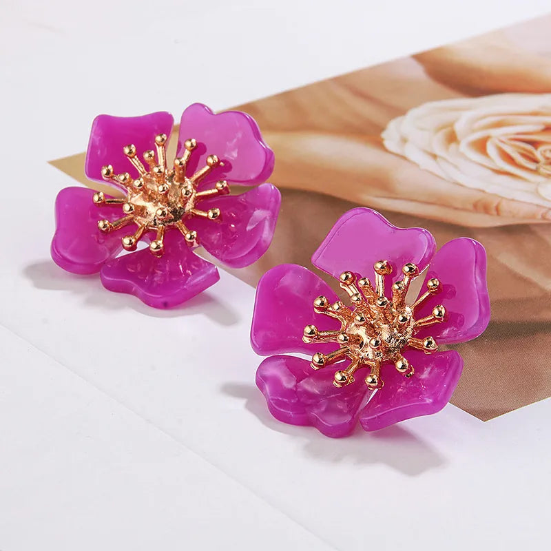 Acetate Alloy Exaggerated Flower Earring