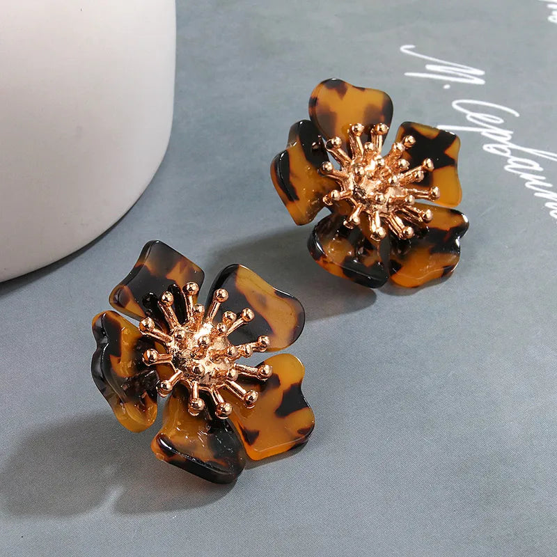 Acetate Alloy Exaggerated Flower Earring