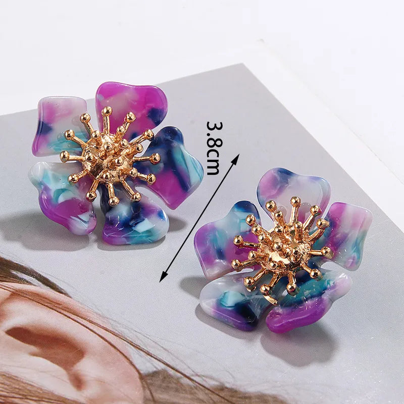 Acetate Alloy Exaggerated Flower Earring