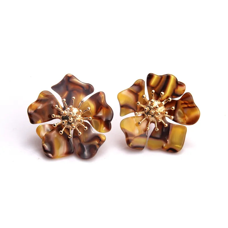 Acetate Alloy Exaggerated Flower Earring