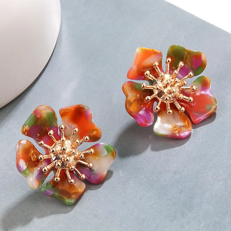 Acetate Alloy Exaggerated Flower Earring