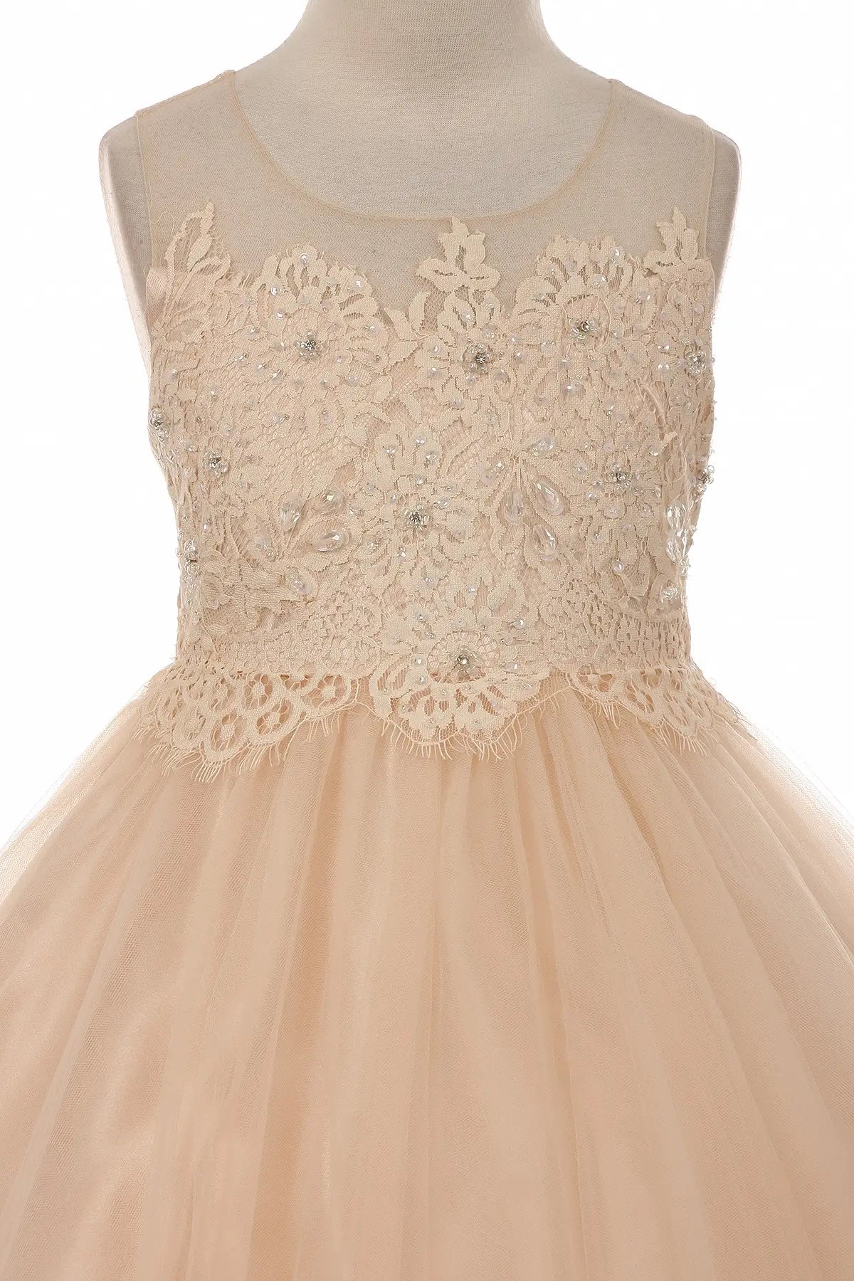 Lace Applique Illusion Bateau Dress