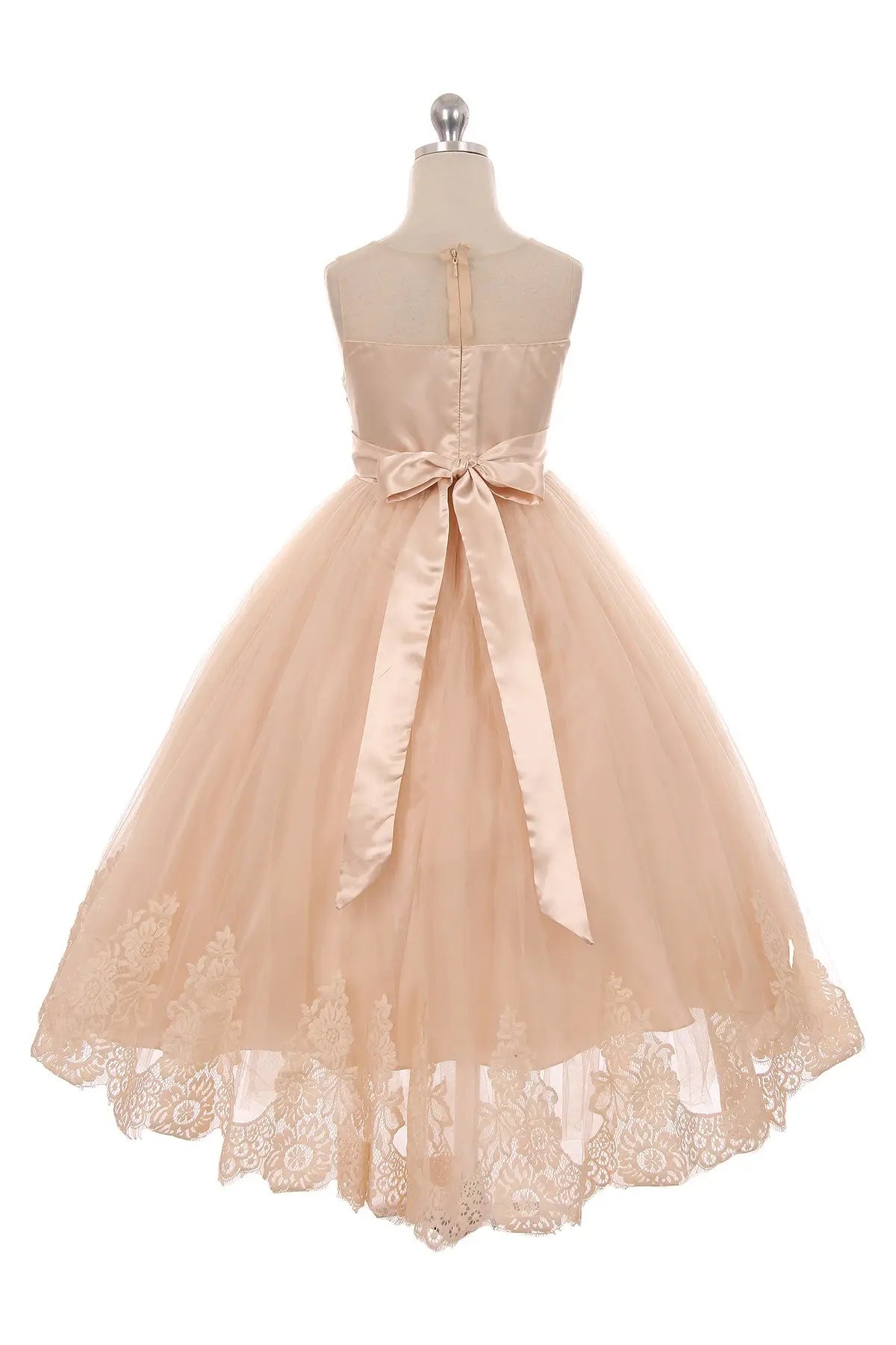 Lace Applique Illusion Bateau Dress