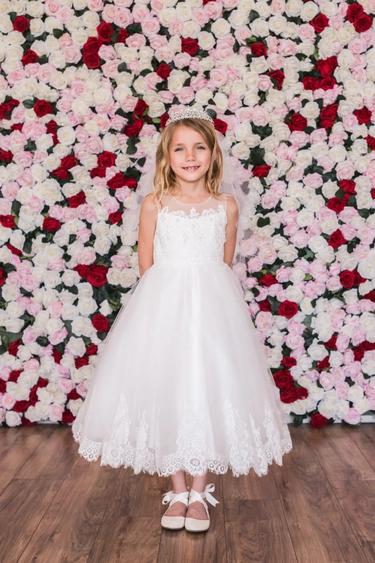 Lace Applique Illusion Bateau Dress