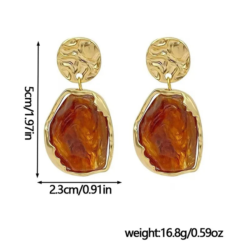 Elegant Streetwear Irregular Plating Alloy Resin Drop Earrings