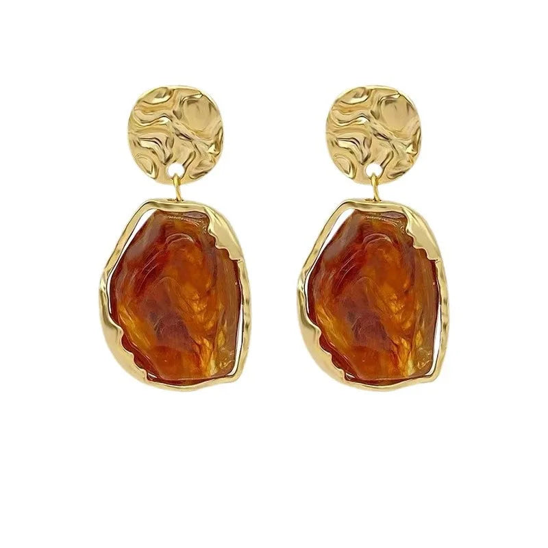 Elegant Streetwear Irregular Plating Alloy Resin Drop Earrings