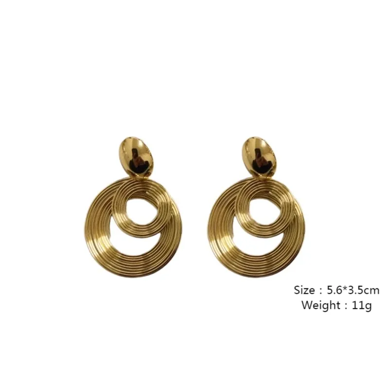 Circle Layered Gold Plated Drop Earring