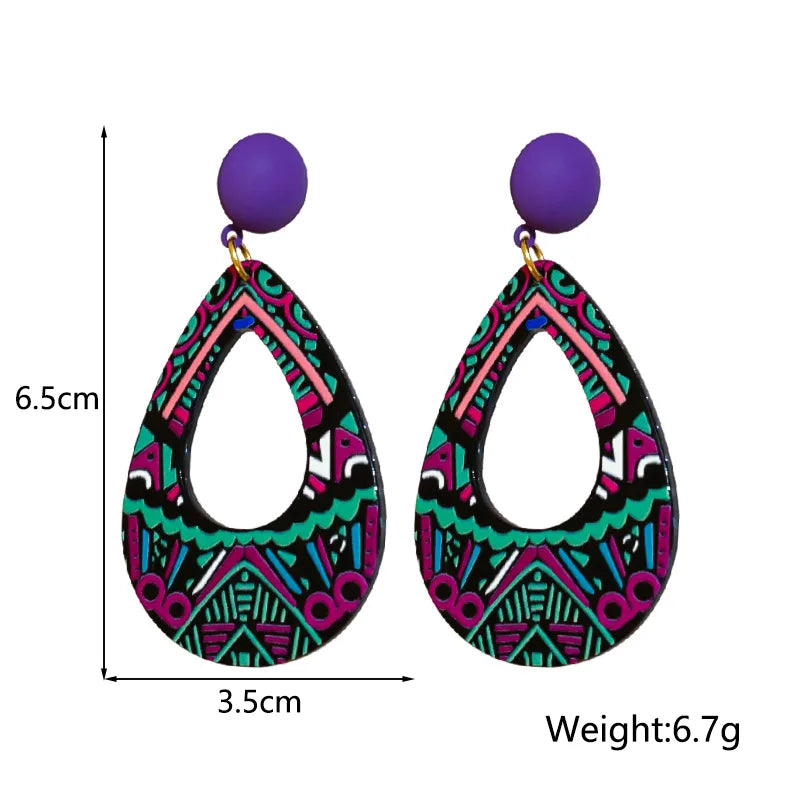 Geometric Painted Alloy Drop Earring