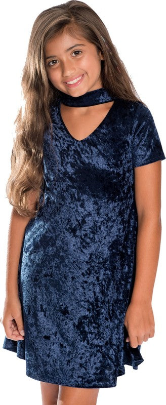 KIDS VELVET CHOKER DRESS