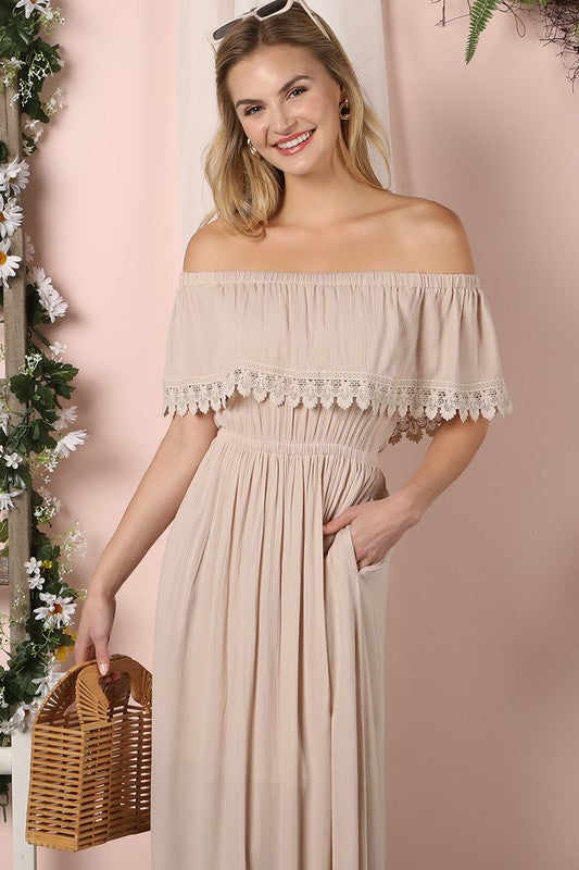 Off the Shoulder Flowy Maxi Dress