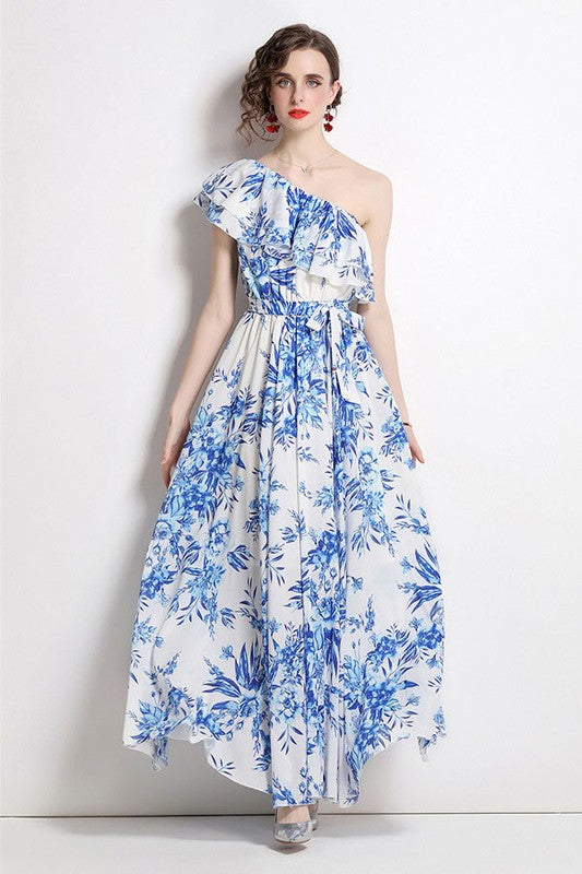 SEXY MAXI DRESS BLUE FLORAL