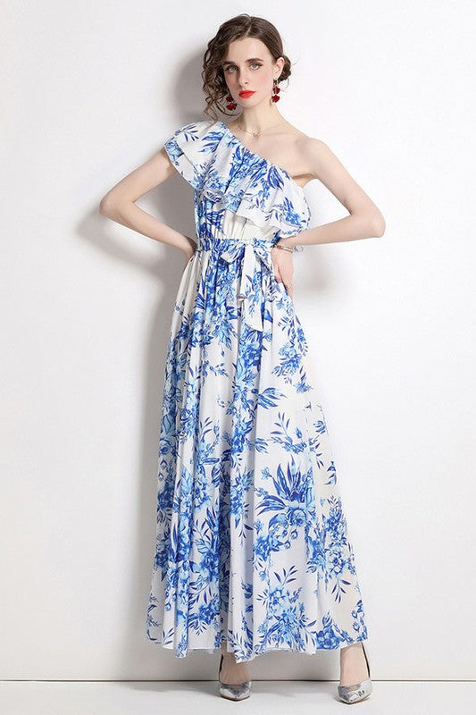 SEXY MAXI DRESS BLUE FLORAL