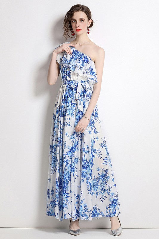 SEXY MAXI DRESS BLUE FLORAL