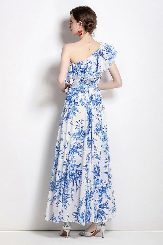 SEXY MAXI DRESS BLUE FLORAL