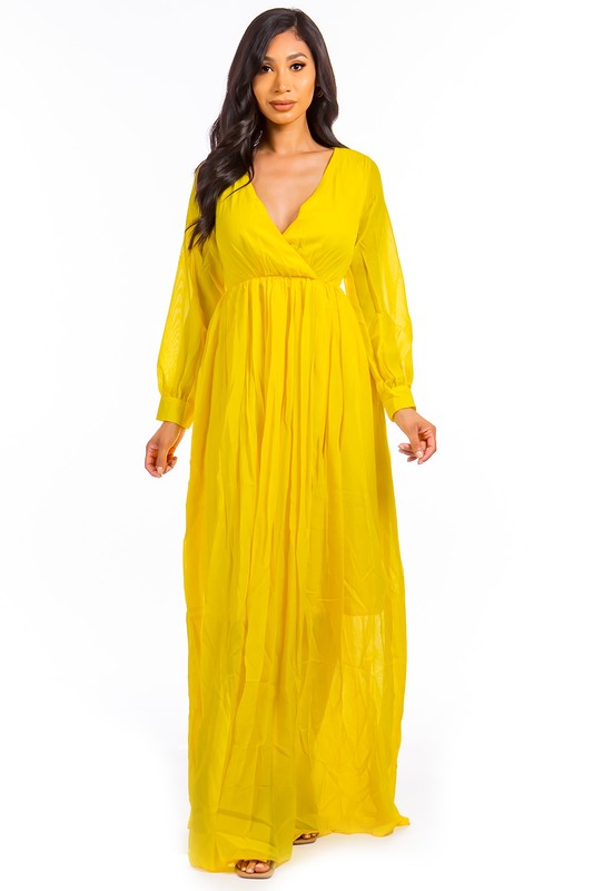 SEXY LONGSLEEVE MAXI DRESS YELLOW