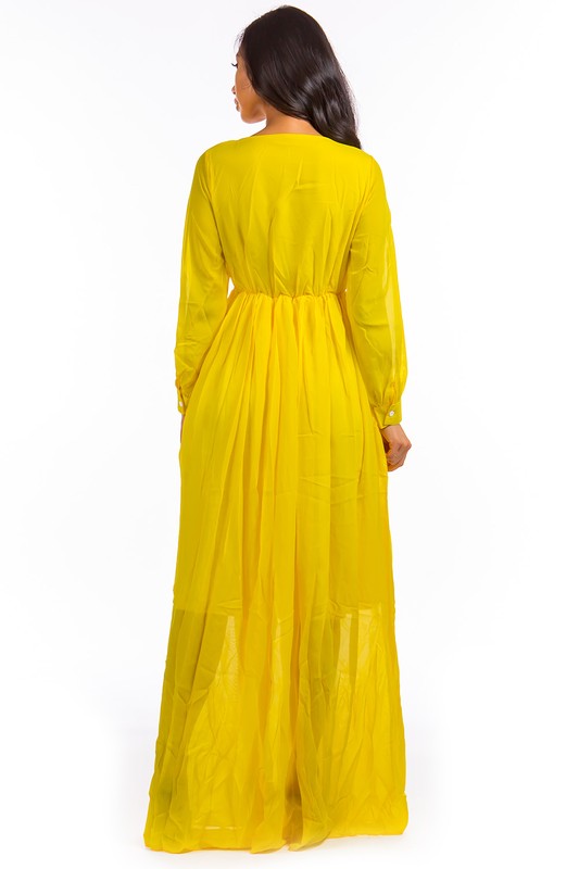 SEXY LONGSLEEVE MAXI DRESS YELLOW