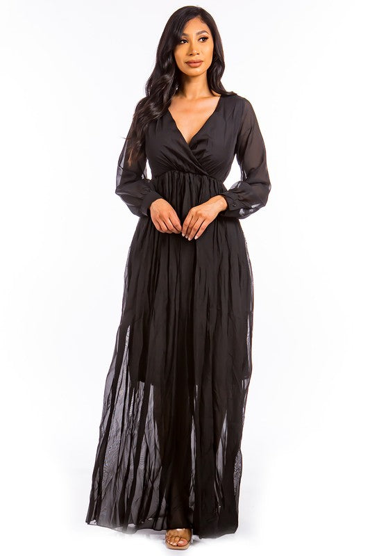 SEXY LONGSLEEVE MAXI DRESS BLACK