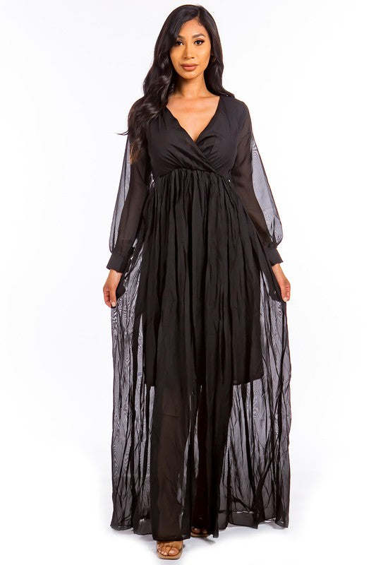 SEXY LONGSLEEVE MAXI DRESS BLACK