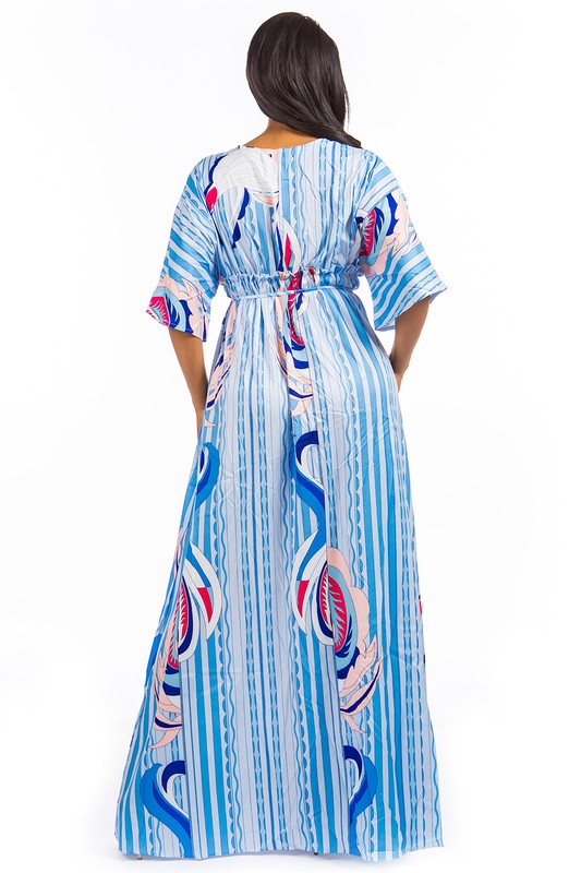 SEXY MAXI DRESS BLUE MULTI