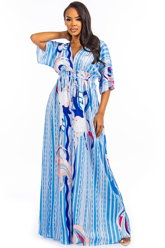 SEXY MAXI DRESS BLUE MULTI