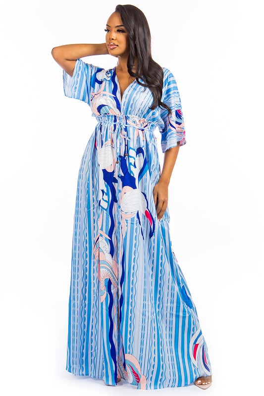 SEXY MAXI DRESS BLUE MULTI