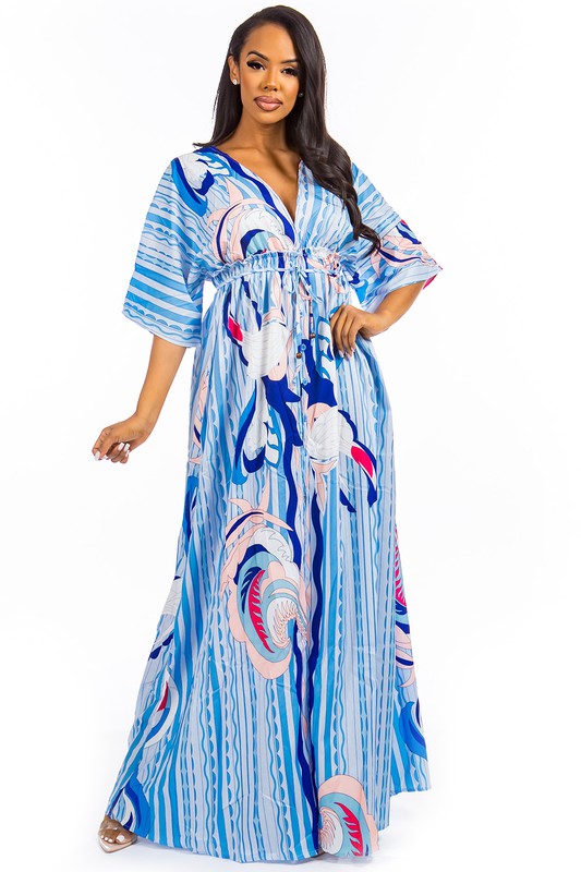 SEXY MAXI DRESS BLUE MULTI