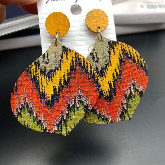 Casual Retro Vacation Geometric Waves Stoving Varnish Wood Earrings