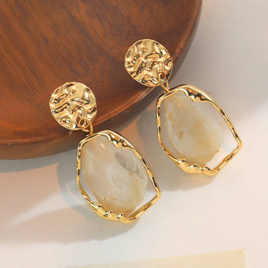 Elegant Streetwear Irregular Plating Alloy Resin Drop Earrings