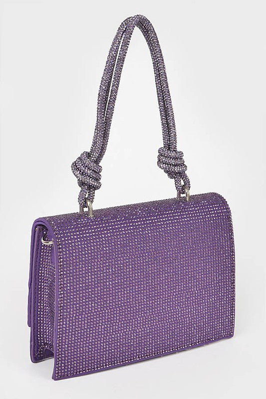 Hot Fix Rhinestone Flap Bag W/rhinestone Handle