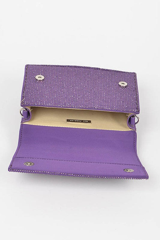 Hot Fix Rhinestone Flap Bag W/rhinestone Handle