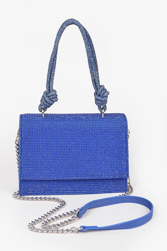 Hot Fix Rhinestone Flap Bag W/rhinestone Handle