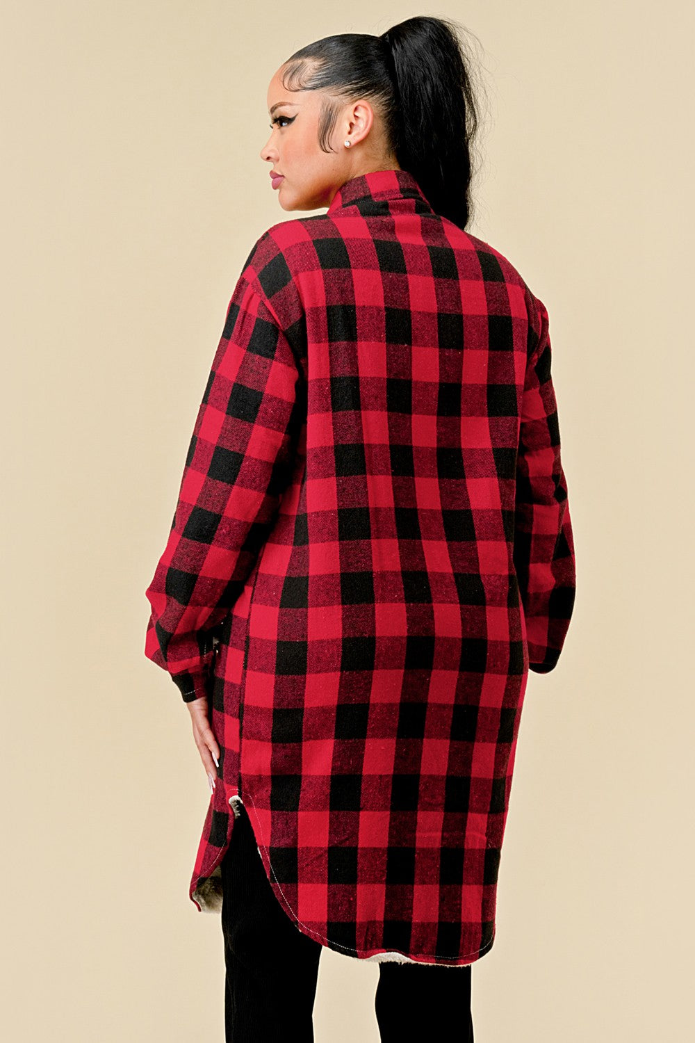 Women's Long Plaid Jacket