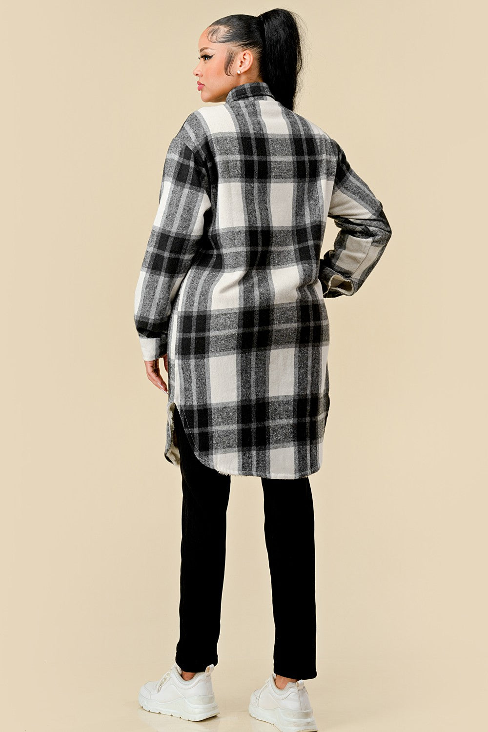 Women's Long Plaid Jacket