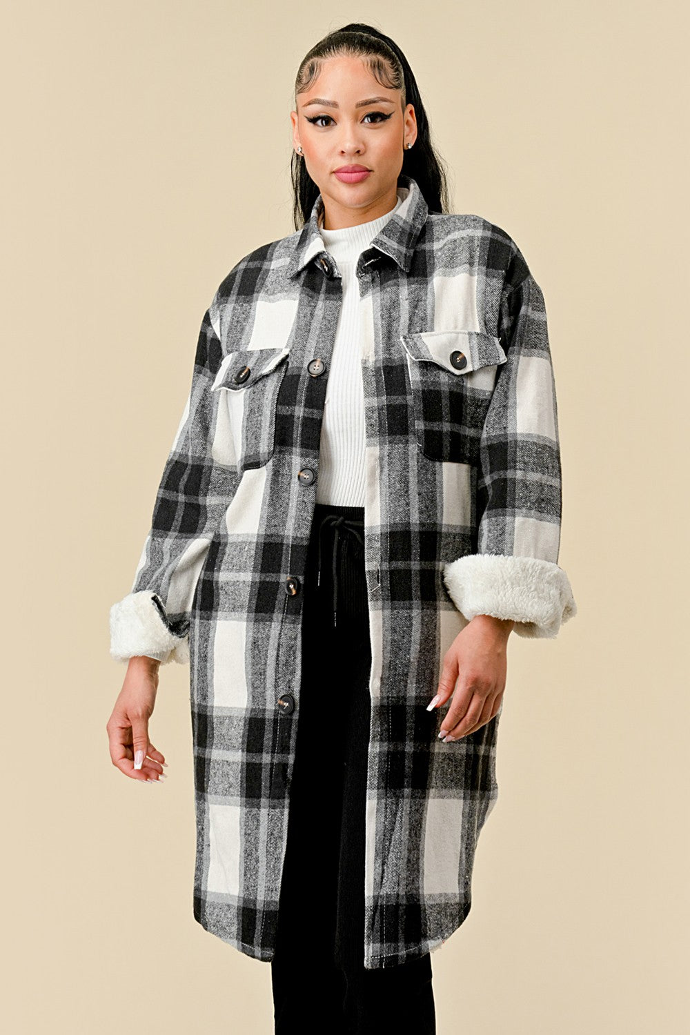 Women's Long Plaid Jacket