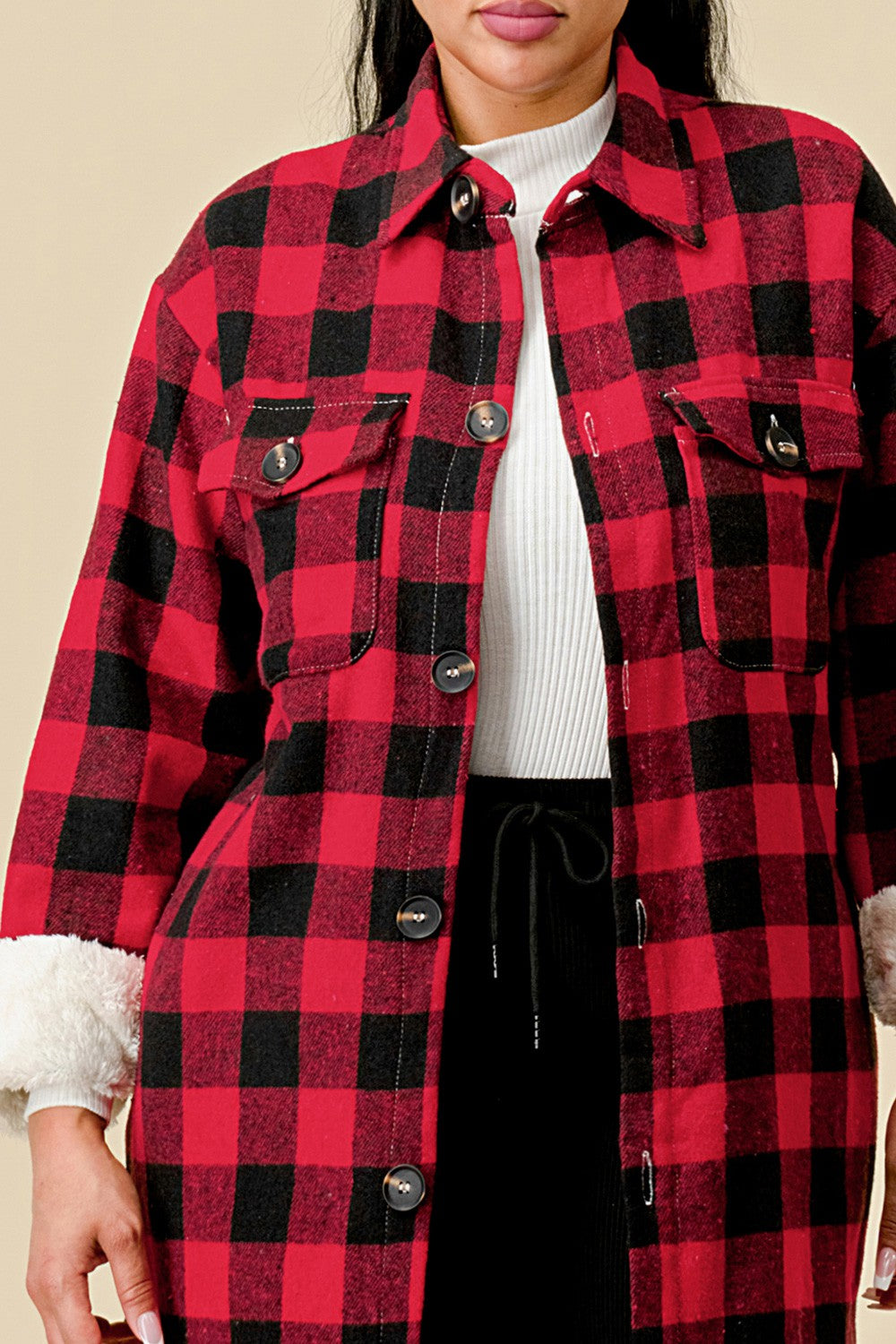 Women's Long Plaid Jacket