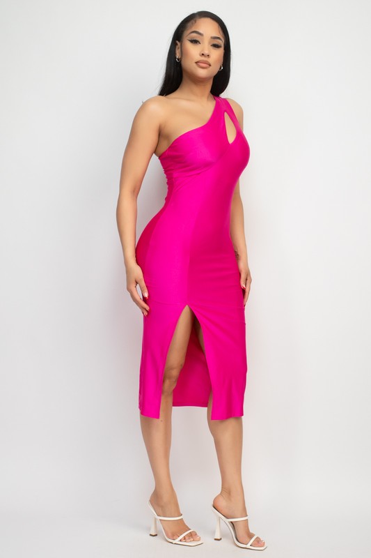 Cut-out-One Shoulder Slit Dress