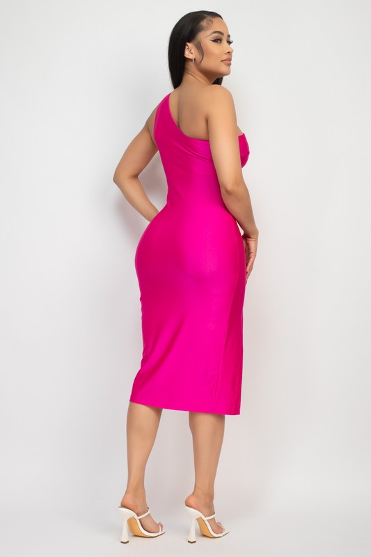 Cut-out-One Shoulder Slit Dress
