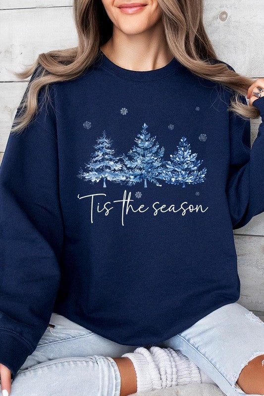 Blue Christmas Trees Tis the season Sweatshirts