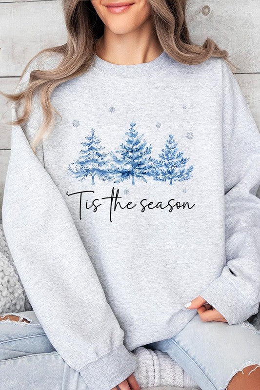 Blue Christmas Trees Tis the season Sweatshirts